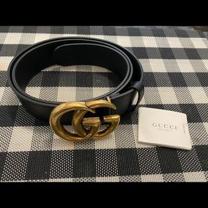 Womens New Gucci GG Marmont Black Leather Belt 90